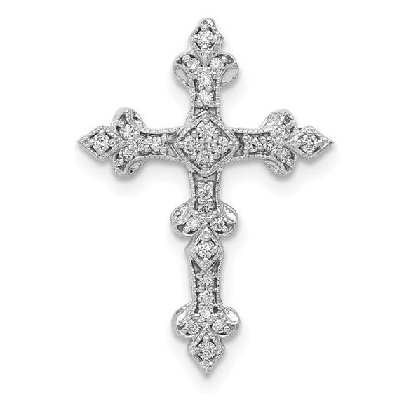14k White Gold Diamond Filigree Cross Pendant XWR130