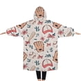 thumbnail image 2 of Oversized Wearable Blanket Hoodie,Pink and Blue Baseball Items Pattern Sherpa Blanket Hoodie with Super Pockets,Super Warm Fuzzy Pullover for Women & Men, 2 of 6