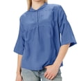 thumbnail image 1 of Hiiyo T-Shirt Femme Manches 3/4 Col Rond T-Shirt Ample Décontracté, Tailles G, 1 of 4