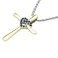 thumbnail image 2 of Dazzlingrock Collection Round Blue Sapphire Heart With Cross Pendant for Women with 18 Inch Silver Chain (Color Blue, Clarity Highly Included) in 14K Yellow Gold, 2 of 4