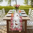 thumbnail image 4 of Table Runners 70 Inches Long Dress Scarves, Pink Roses Birds Farmhouse Coffee/Dining/Kitchen Table Decor, Holiday Table Runner, Spring Floral Butterflies Gray Wooden 13x70 Inch, 4 of 9