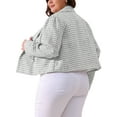 thumbnail image 3 of Agnes Orinda Plus Size Plaid Tweed Blazers for Women Notched Lapel Elegant Office Crop Jacket 1X White, 3 of 5