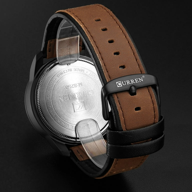 Curren 8250 Black Large Dial Fashion Men s Watch Three Eye Waterproof Quartz Watch
