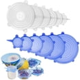 thumbnail image 1 of Adpartner Tapas elásticas de silicona, paquete de 12 de varios tamaños para almacenamiento de alimentos, tapas de contenedores reutilizables flexibles para contenedores, 1 of 5