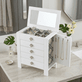 thumbnail image 5 of Hives and Honey Emma Wood Jewelry Chest: Modern White Tabletop Storage with 4 Drawers for Women, 5 of 6