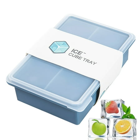 

LnjYIGJ Silicone Ice Tray Bar Pudding Jelly Chocolate Making Mold 6 Ice Cubes With Lid Ice Lattice