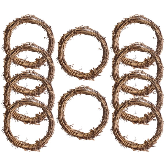10 Pcs Natural Grape Vine Wreath, 3.9 in / 10 cm Rattan Hanging Vine Wreath, Rustic Twig Rings for DIY Craft Projects, Christmas, Home Decoration