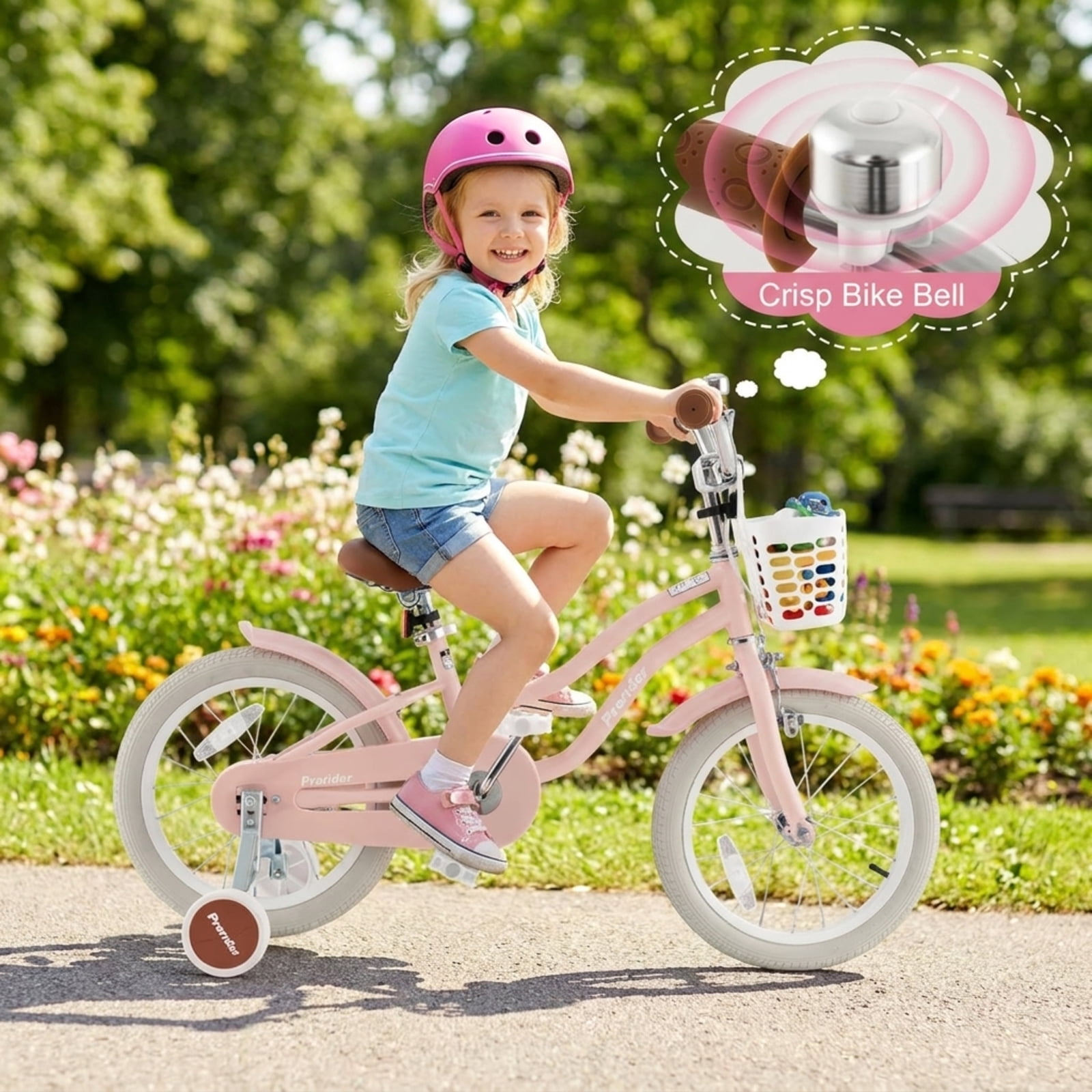 Redsmile Kids Bike 12 Inch with Training Wheels for Boys Girls Ages 3-4 Years, Toddler Bicycle with Adjustable Seat and Carbon Steel Frame, 99 lb Capacity Beginner Bike, Pink