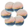 thumbnail image 7 of Yayeee 6 PCS Drink Coasters with Holder Set Woven Absorbent Round Tabletop Hot Pad, Abstract Painting, 7 of 7