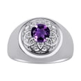 thumbnail image 1 of RYLOS Men's Rings 14K White Gold Designer Gypsy 7MM Round Gemstone & Diamond Ring Amethyst February Birthstone Rings Size 9, 1 of 6