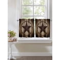 thumbnail image 3 of Half Window Curtains 24 Inches Long, Western Star Retro Window Treatment Curtain Drapes, Vintage Brown Wood Barn Short Curtains Tiers for Kitchen Over Sink, 27.5"x24", 2 Panels, 3 of 7