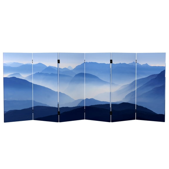 3 ft. Short Double Sided Misty Mountain Canvas Folding Screen