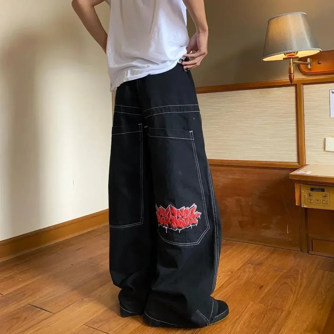 Harajuku JNCO Embroidered Baggy Jeans New Hip Hop Retro Harajuku JNCO Embroidered Baggy Jeans New Hip Hop Retro