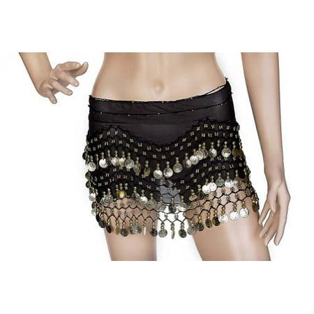 Hip Shakers Belly Dance Hip Scarf Wrap Belt Tribal Sash Skirt GOLD (Best Sparkling Red Wine)