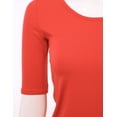 thumbnail image 4 of SSOULM Women's 1/2 Sleeve Crewneck Cotton Basic Slim Fit T-Shirt Top with Plus Size, 4 of 4