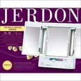 Jerdon TriFold TwoSided Lighted Makeup Mirror with 5x Magnification