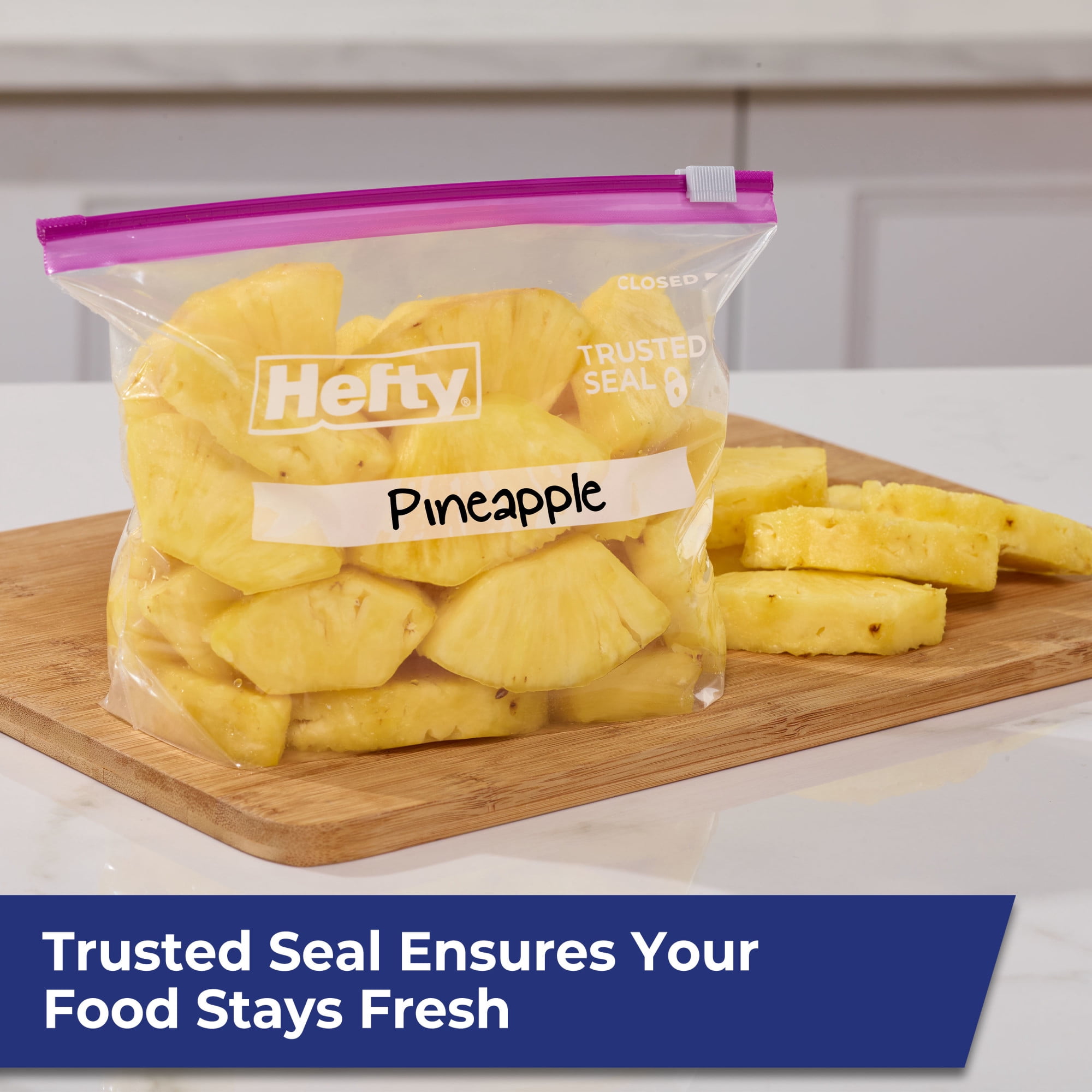 (4 pack) Hefty Slider Quart Storage Bags, 25 Count