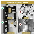 thumbnail image 3 of 6Tier Over The Toilet Storage Cabinet, Freestanding Above Toilet Space Saver Rack w/Adjustable Shelves, Sliding Door, Multifunctional Over Toilet Organizer for Bathroom (Black), 3 of 8