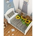 thumbnail image 3 of Baby Blankets Fleece Plush Throw Fuzzy Lightweight Super Soft Microfiber Flannel Blankets Luxurious Warm and Cozy Sunflower on Stripe Grey Old Wooden Board 30"x40", 3 of 6