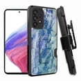 thumbnail image 1 of ANJ+ Rugged Shockproof Hoster Case w/Card Slot, Kickstand + Tempered Glass Cover for Samsung Galaxy A33 5G - Blue/Green Marbling, 1 of 5