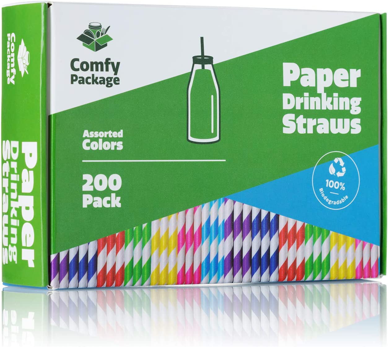 Comfy Package 8.5” Clear Disposable Jumbo Straws Drinking Plastic Smoothie  Straw, 100-Pack