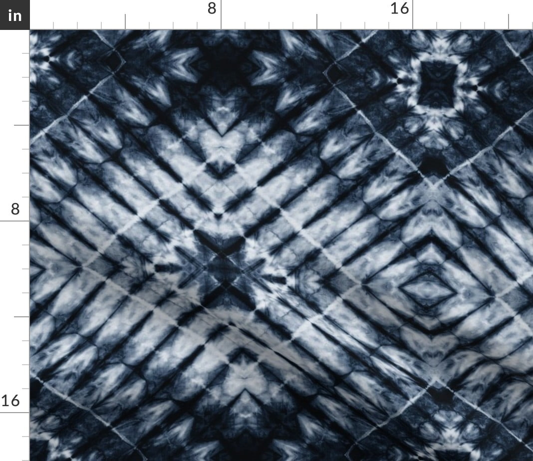 Tie Dye Black Acid Wash Tye Hippie Navy Blue Fabric Printed by