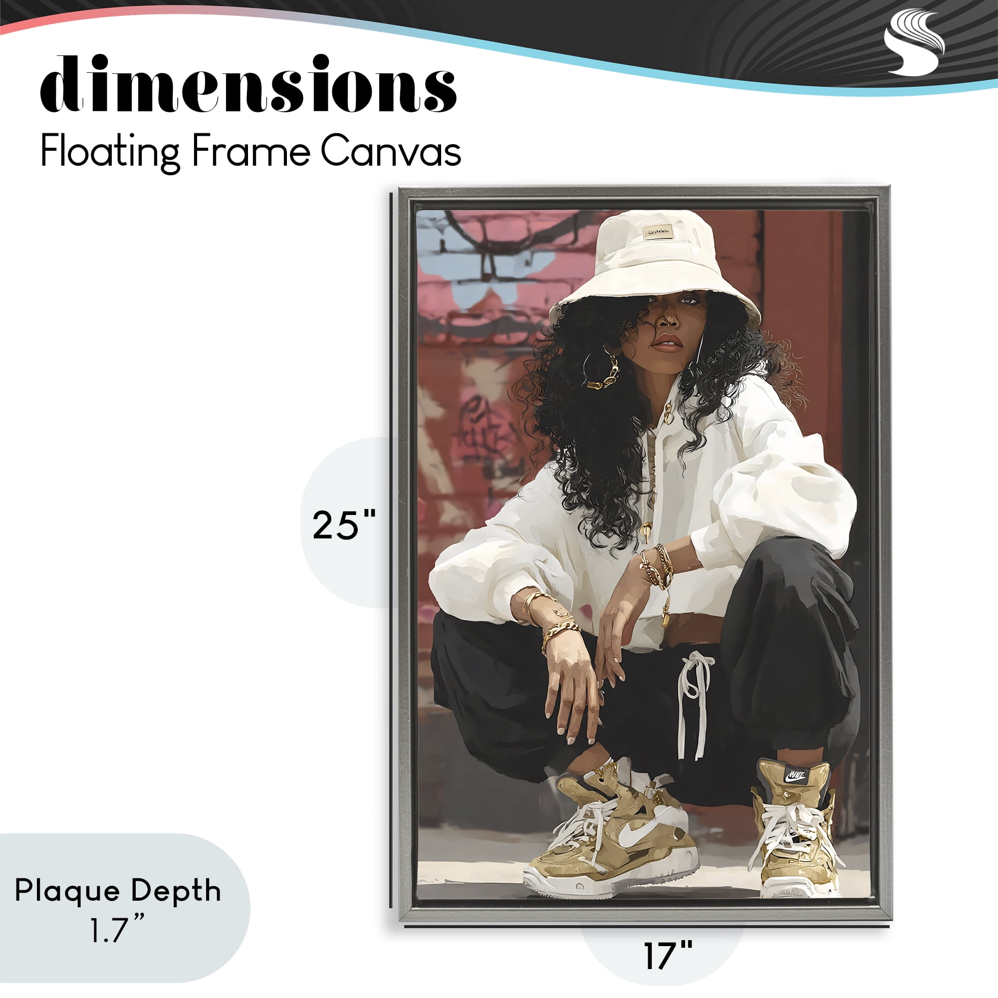 Stupell Industries Urban Streetwear Bucket Hat Gray Framed Floater Canvas Wall Art, design by Franklyn Gregory