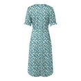 thumbnail image 6 of vigerkar Women's 2025 Summer Bohemian Floral Printed V Neck Beach Party Flowy Ruffle Midi Dress Sky Blue, L, 6 of 7