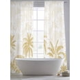 thumbnail image 5 of Summer Tropical Plants Sheer Curtains 84 Inch Long 2 Panels, Palm Trees Yellow Plants Texture Light Filtering Rod Pocket Semi Sheer Curtains, Sheer Voile Drapes for Living Room Bedroom, 52"x84", 5 of 5