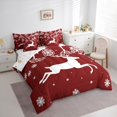 thumbnail image 3 of Manfei Wild Christmas Reindeer 7-Piece Twin Bedding Sets,Xmas Snwoflake Bedding Comforter Set,Red White Sheet Sets For Girls Boys,Super Cozy Room Decor Reversible, 3 of 8