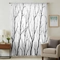 thumbnail image 2 of Black Branches Semi Sheer Curtains Drapes for Living Room,Bedroom,French Doors Window 45 Inches Long,Modern Abstract Art Forest Silhouettes Rod Pocket Chiffon Curtain Drapery Voile Draperies Panel, 2 of 8