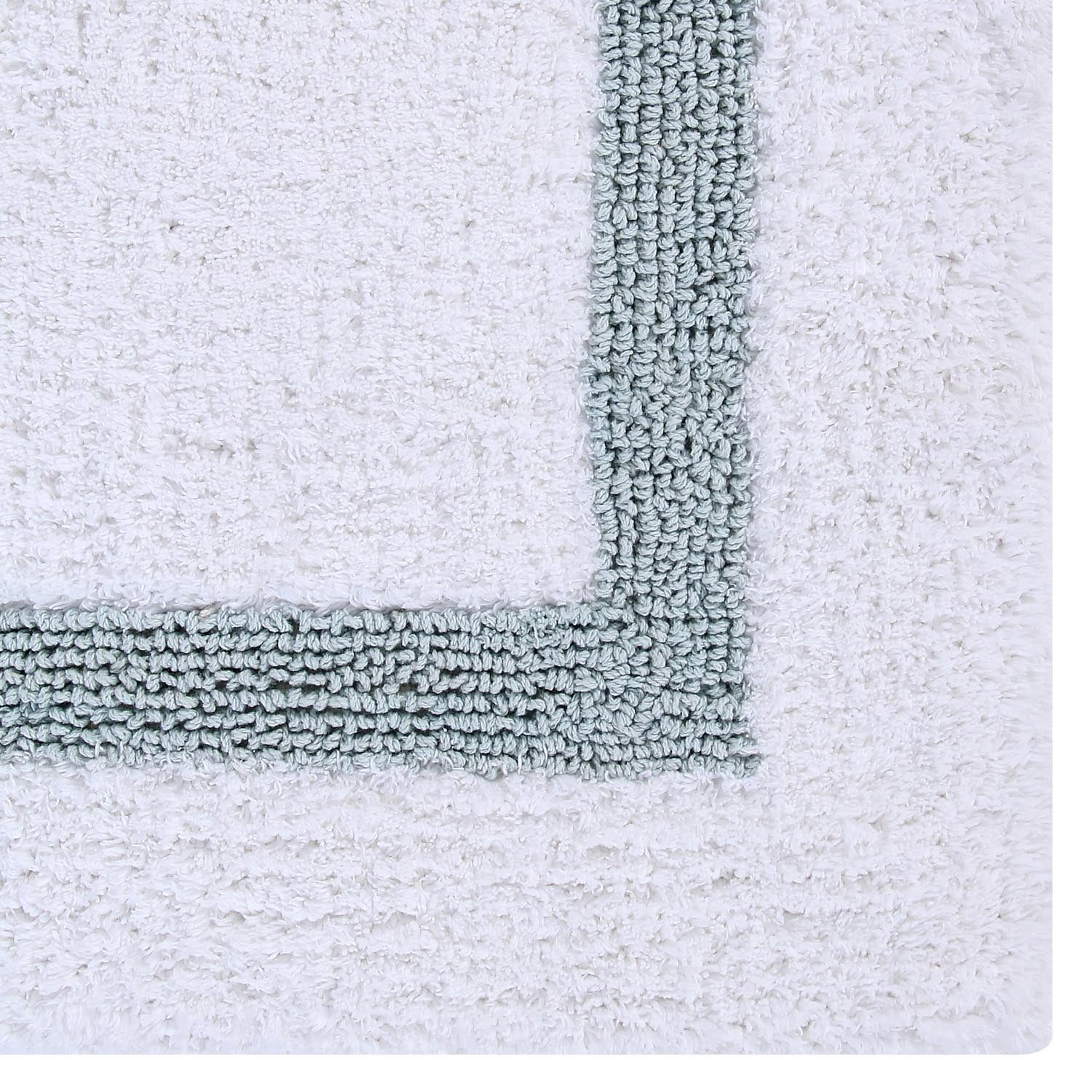 Better Trends 3 Piece Bathroom Rugs Set 100% Cotton Soft Bath Mat Water Absorbent, Reversible, Machine Washable for Home, Bathroom Decor Toilet Base Contour Mat, Hotel Collection - White/Blue