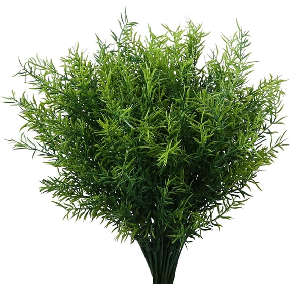 Raindrops Artificial Rosemary Plants Realistic Green Faux Greenery Stems 8Pcs