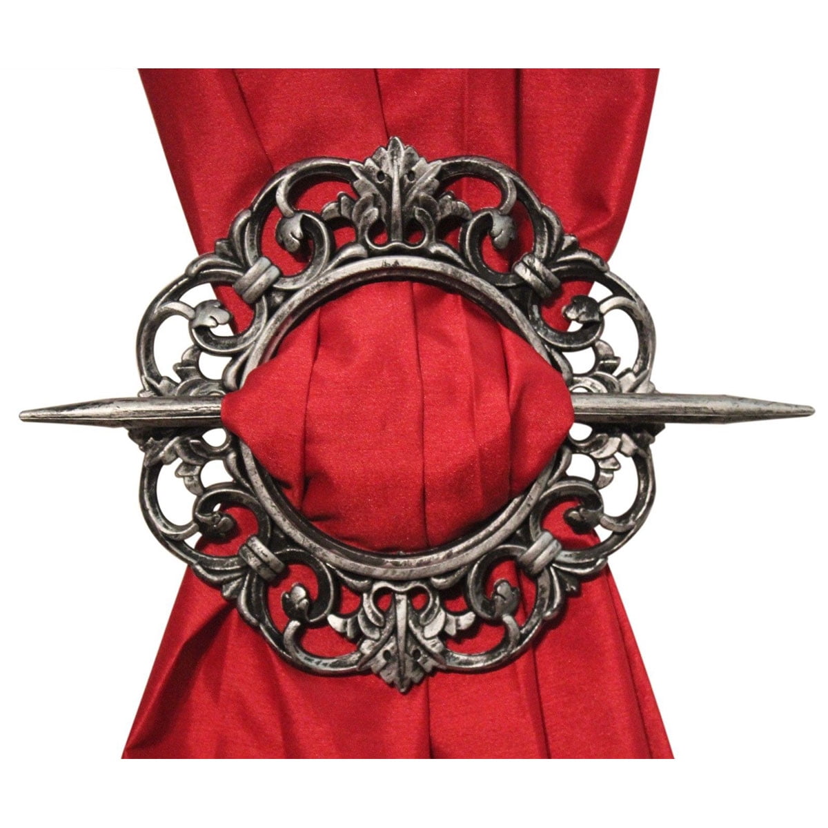 Set of 2 Curtain Holdbacks, Antique, Window Treatment Decor, Silver