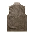 thumbnail image 3 of cocolona Mens Leather Solid Color Vintage Sleeveless Tops Winter Fleece Warm Vest with Pockets, 3 of 8