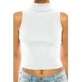 thumbnail image 6 of Women's Ribbed Sleeveless High Turtleneck Fitted Knit Crop Tank Top, 6 of 6