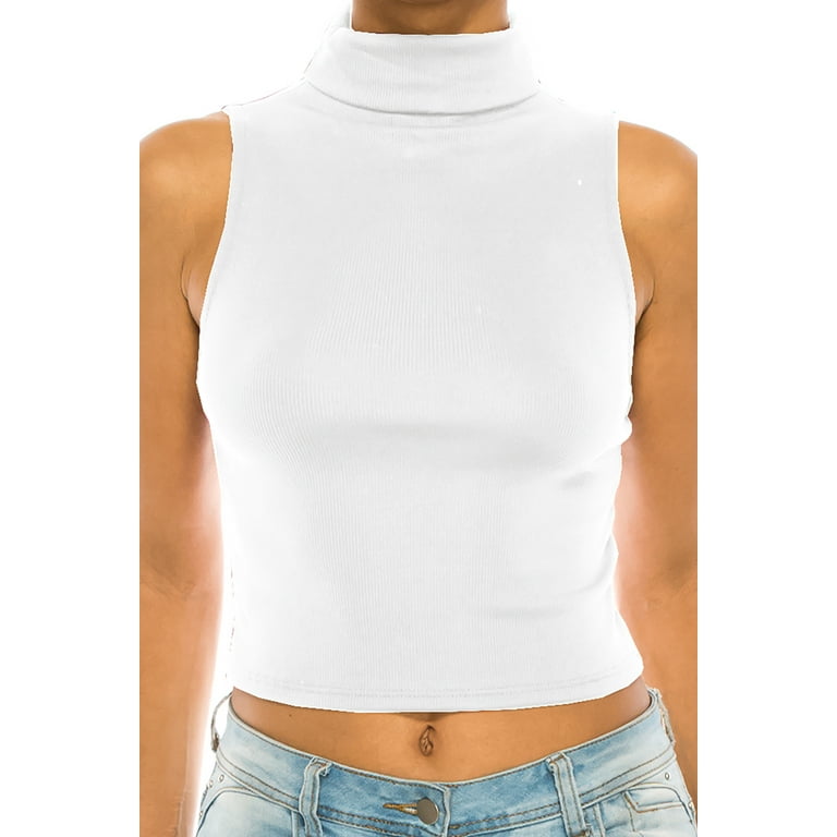 Tank Top White Cropped Turtleneck Top Nike Sportswear Women's Mock