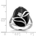 thumbnail image 2 of 925 Sterling Silver Onyx Cubic Zirconia Cz Ring Natural Stone Shell Wood, 2 of 6