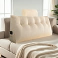 thumbnail image 3 of TOPCHANCES Headboard Reading Pillow with Pocket, Triangular Wedge Bedside Backrest Support Cushion with Detachable Neck Roll Pillow, Beige, 39x8x20 Inches, 3 of 9