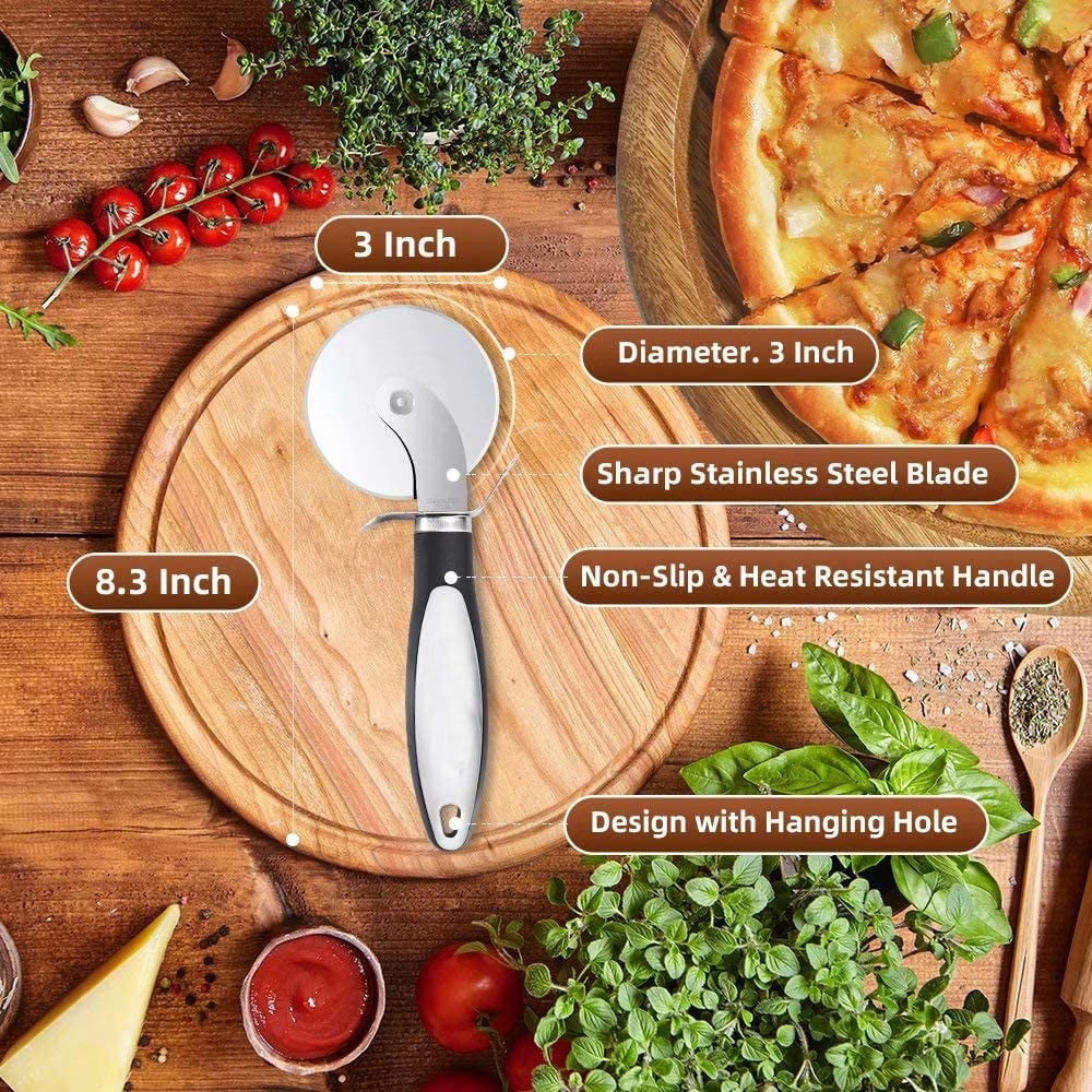 Yinghezu Pizza Cutter Wheel, Stainless Steel Slicer, 9.33-Inch Super heavy  173g, Sharp funny Classic Cutters, Kitchen Gadget with finger guard