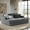Gray, variant on Ivory Sectional Sofa with Modern Wide Channel Tufting, Plush Faux Rabbit Fur for Lounge, Nap, and Family Room
