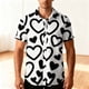 thumbnail image 1 of TaTaai Men's Valentine's Day Shirt, Black White Printed Button Down, Short Sleeve Date Top, Romantic Casual Blouse Gift, 1 of 8
