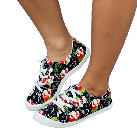 Mepaouo Shoes for Women Fashion Pumpkin Print Canvas Sneakers Slip on Flats Loafers