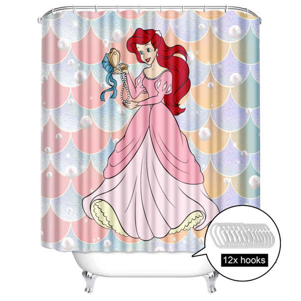 The Little Mermaid Shower Curtain, Cloth Fabric Bathroom Decor Set with