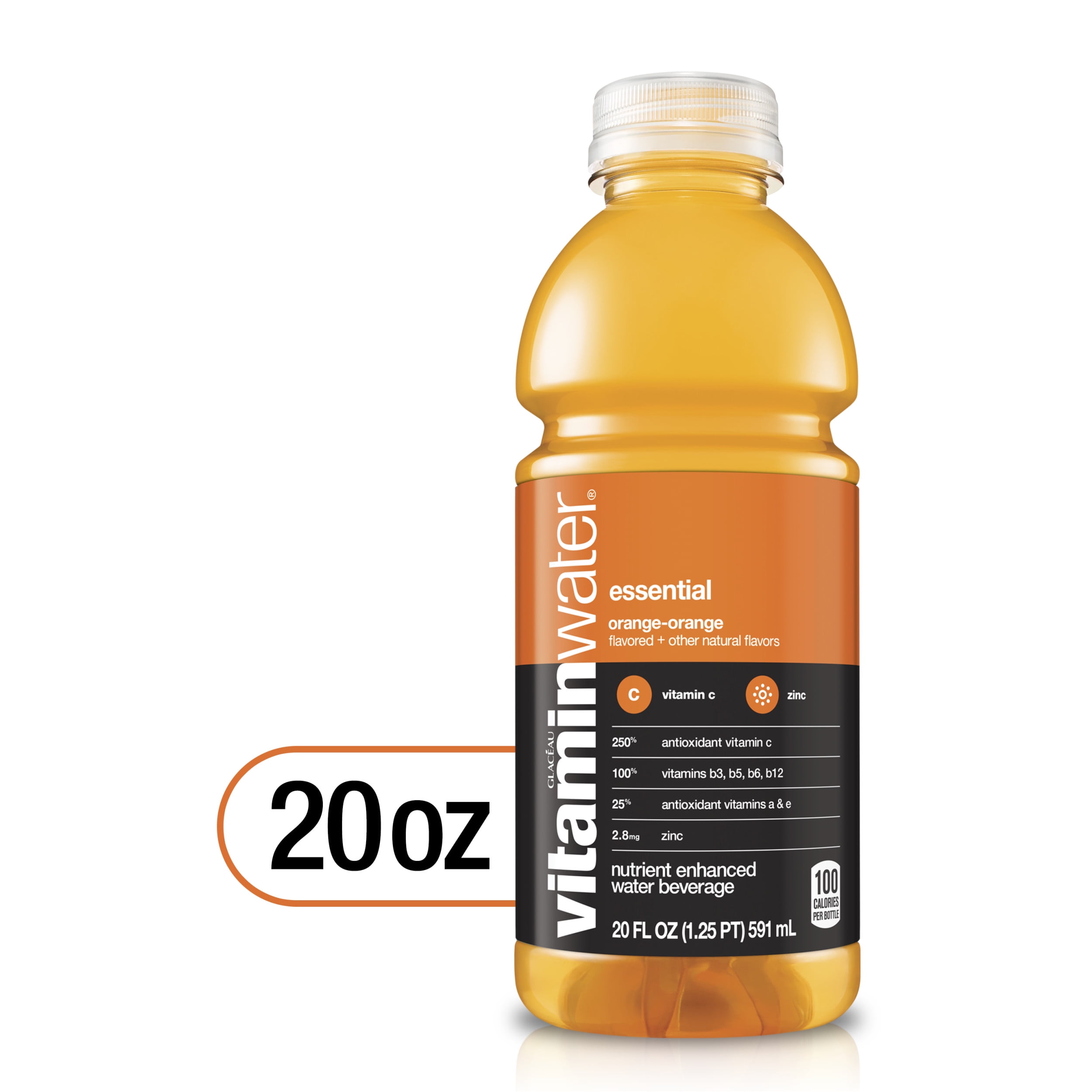 Vitaminwater essential electrolyte enhanced water w/ vitamins, orange-orange drink, 20 fl oz