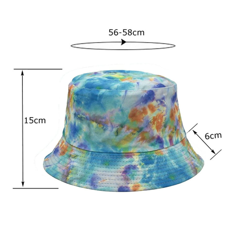 Clearance！Fdelink Bucket Hat Sun UV Protection Hat Men and Women Casual  Summer Printed Outdoor Double Sided Flat Top Sunshade Bucket Hat Sky Blue