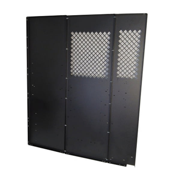 Masterack Bulkhead Divider 02J177KP Full Bulkhead; Without Door; Solid Left/Perforated Middle/Perforated Right Window; Black; Steel; With Mounting Hardware