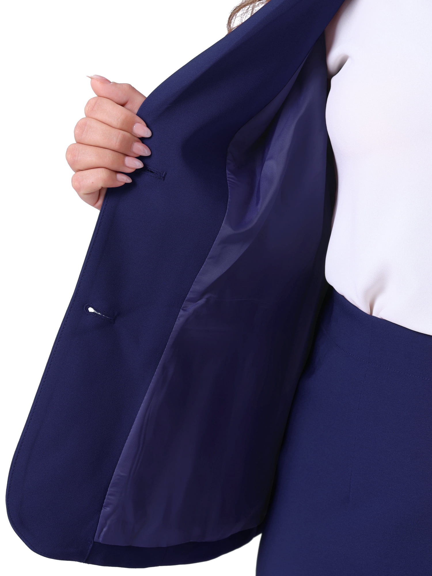 DARING DIVA Women's Plus 2 Pcs Notched Lapel Outfits Business Casual Suit Sets 3X Royal Blue