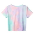 thumbnail image 4 of Arshiner Girls Casual Tie Dye Short-Sleeve T-Shirt Cute Print Summer Blouse for Girls Twist Front Tunic Tee Tops, 4 of 8