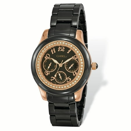 Primal Steel Ladies Chisel Rose IP-plated Black Dial Watch